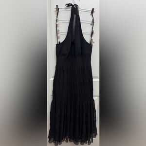 Jones Wear Halter Top Black Tiered Midi Dress - Classic Evening Style
